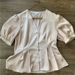 Topshop Blush Pink Satin Peplum Blouse